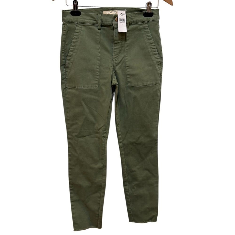 Loft Women's Green High Waisted Chino Utility Pants size 2 NWT
